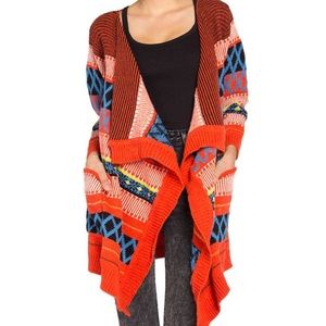 Oversized comfortable bright geometric cardigan